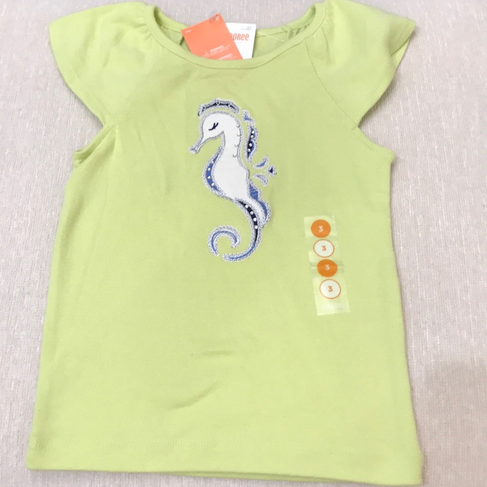 NWT Lime green flutter-sleeve  seahorse top